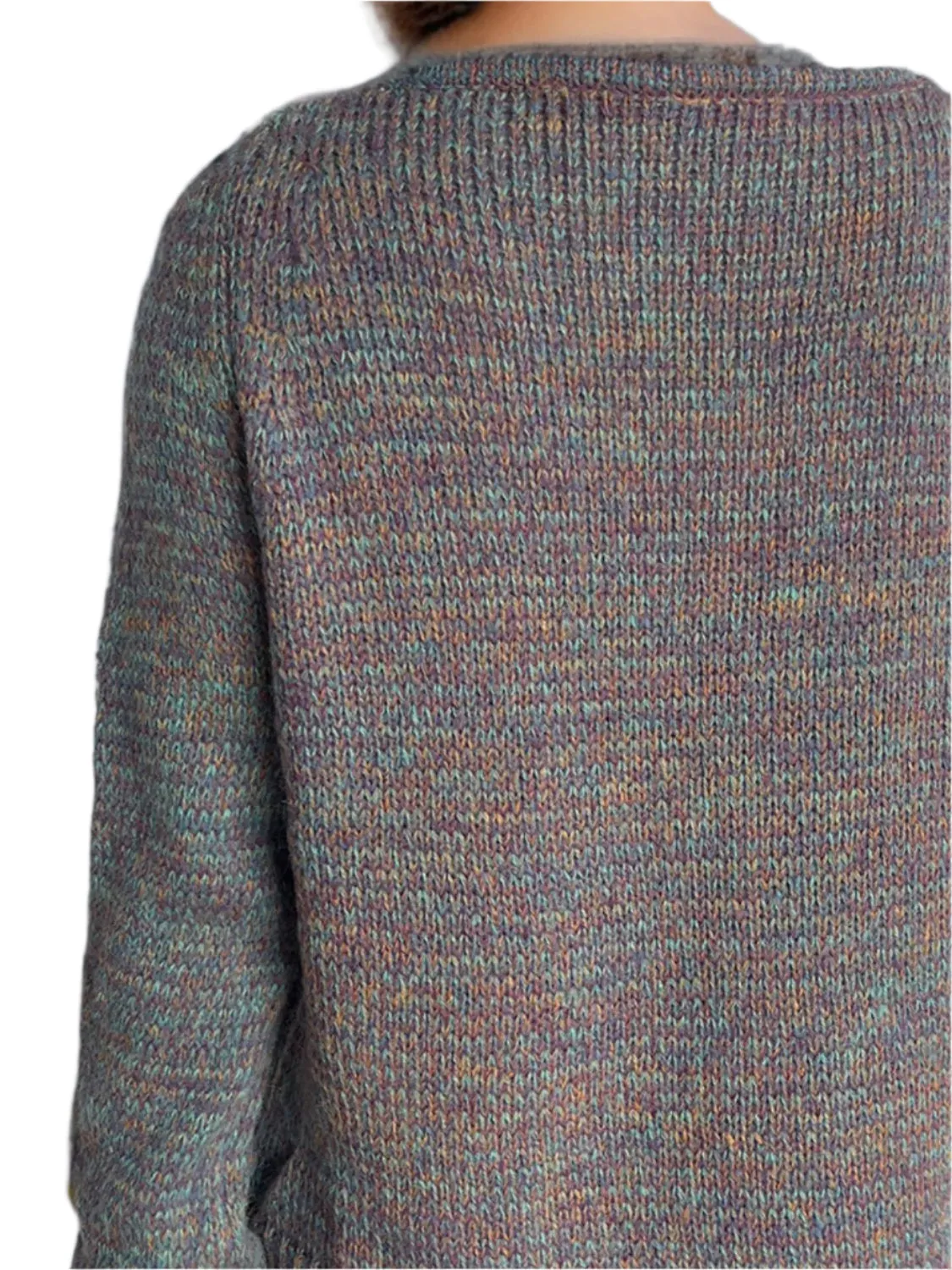 Size Small Heathered Multicolor V-Neck Long Sleeve Sweater