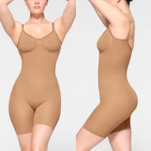 Skims Seamless Sculpt Midthigh Bodysuit in Ochre