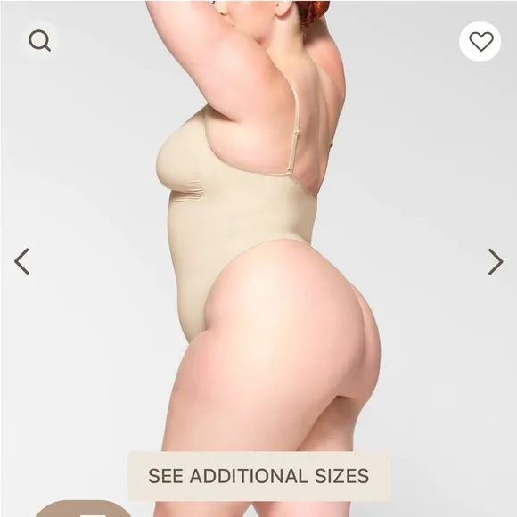 SKIMS Seamless Thong Sculpt Bodysuit in a light nude color Sz 2X-3X