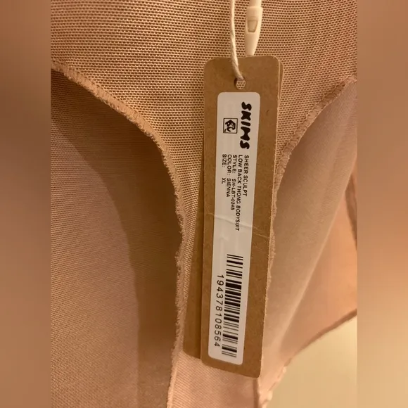 Skims Sheer Sculpt Thong Bodysuit Size XL Shapewear Sienna Light Brown Mesh NWT