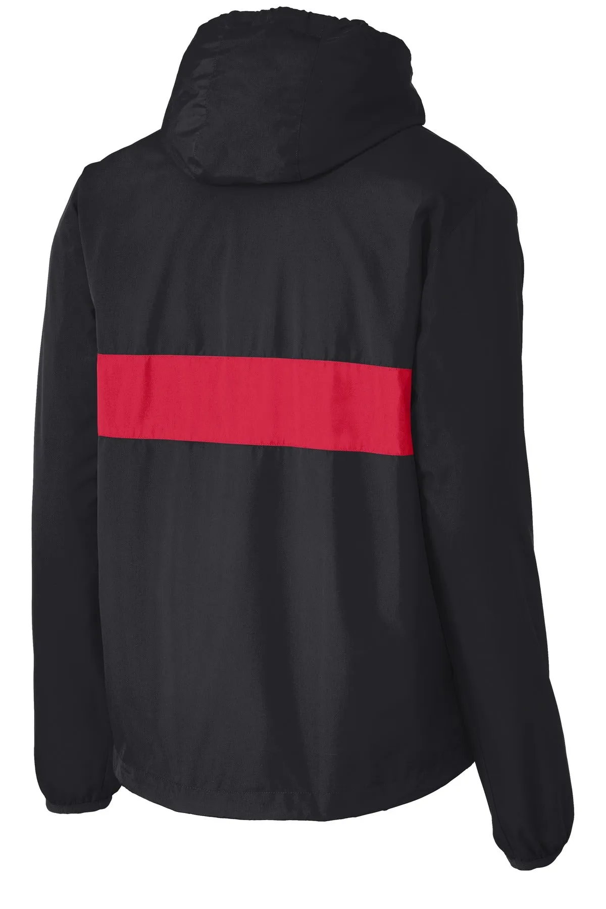 Sport-Tek Zipped Pocket Anorak. JST65 Black/ True Red