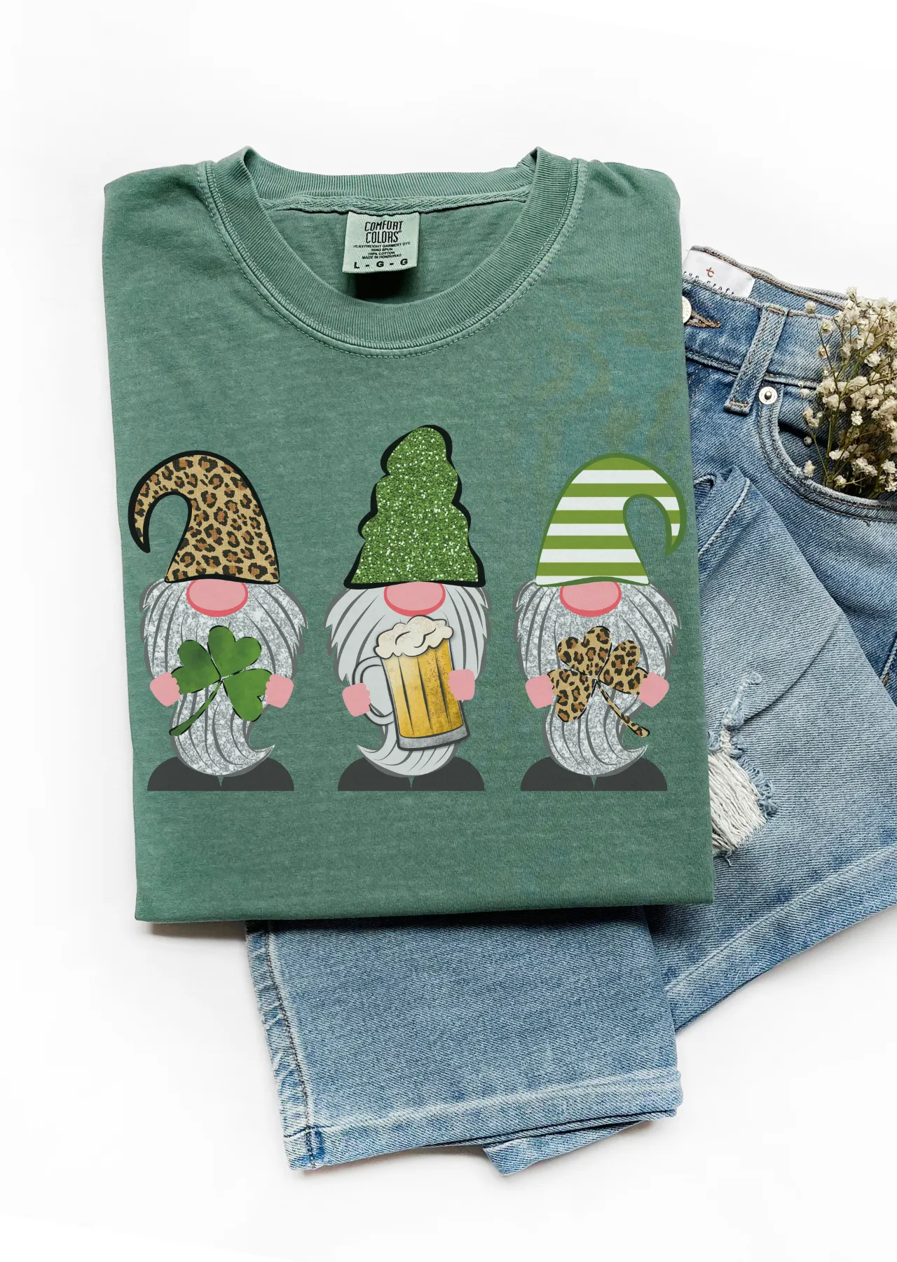 St Patricks Three Gnome Beer Comfort Colors T-Shirt