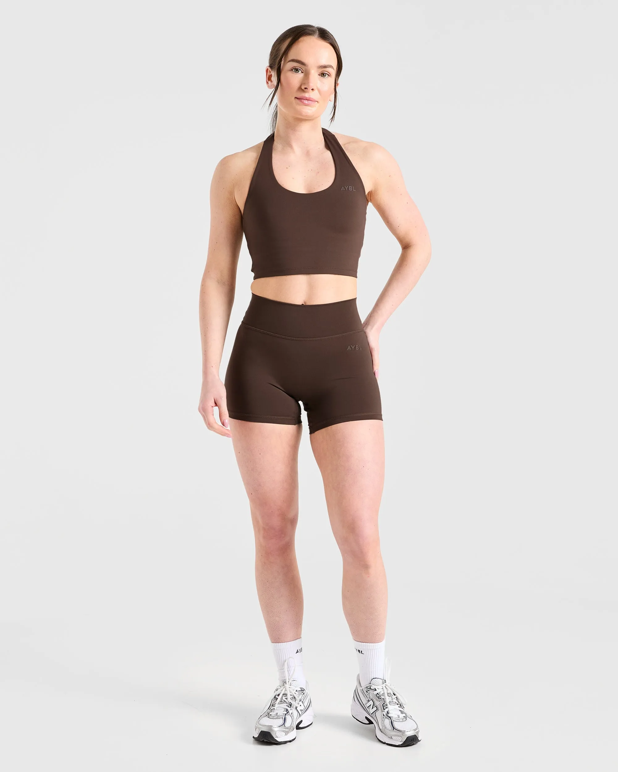 Staple Halterneck Crop Top - Brown