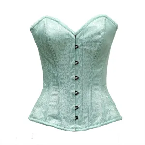 Tikner Light Sea Green Satin Brocade Overbust Corset