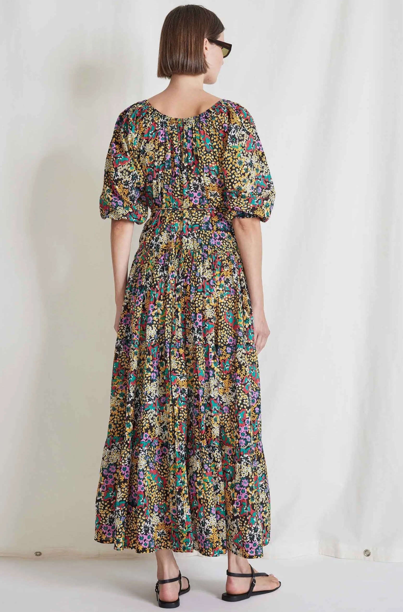Tilton Tiered Maxi Dress, Pink Wildflowers