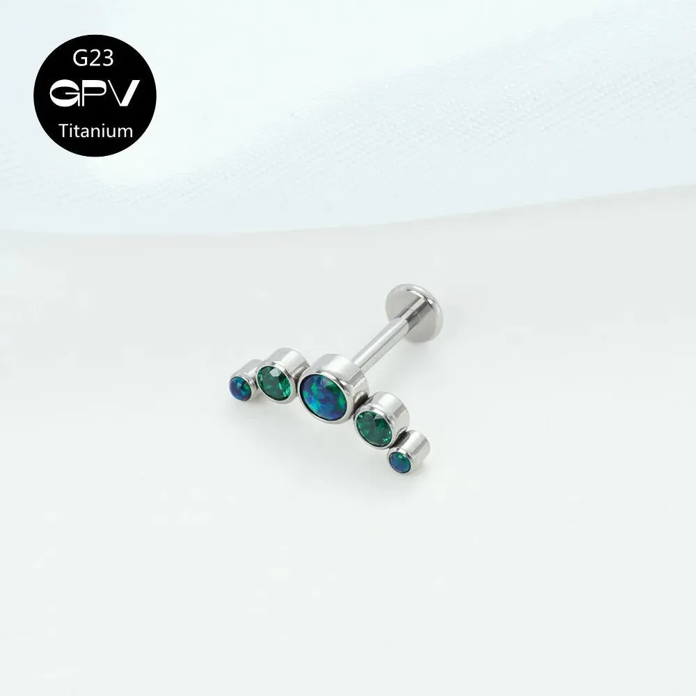 Titanium Ear Stud Zircon Opal Piercing Jewelry In 25 Colors Optional Women's Party Bar Fashion Ear Cartilage Stud
