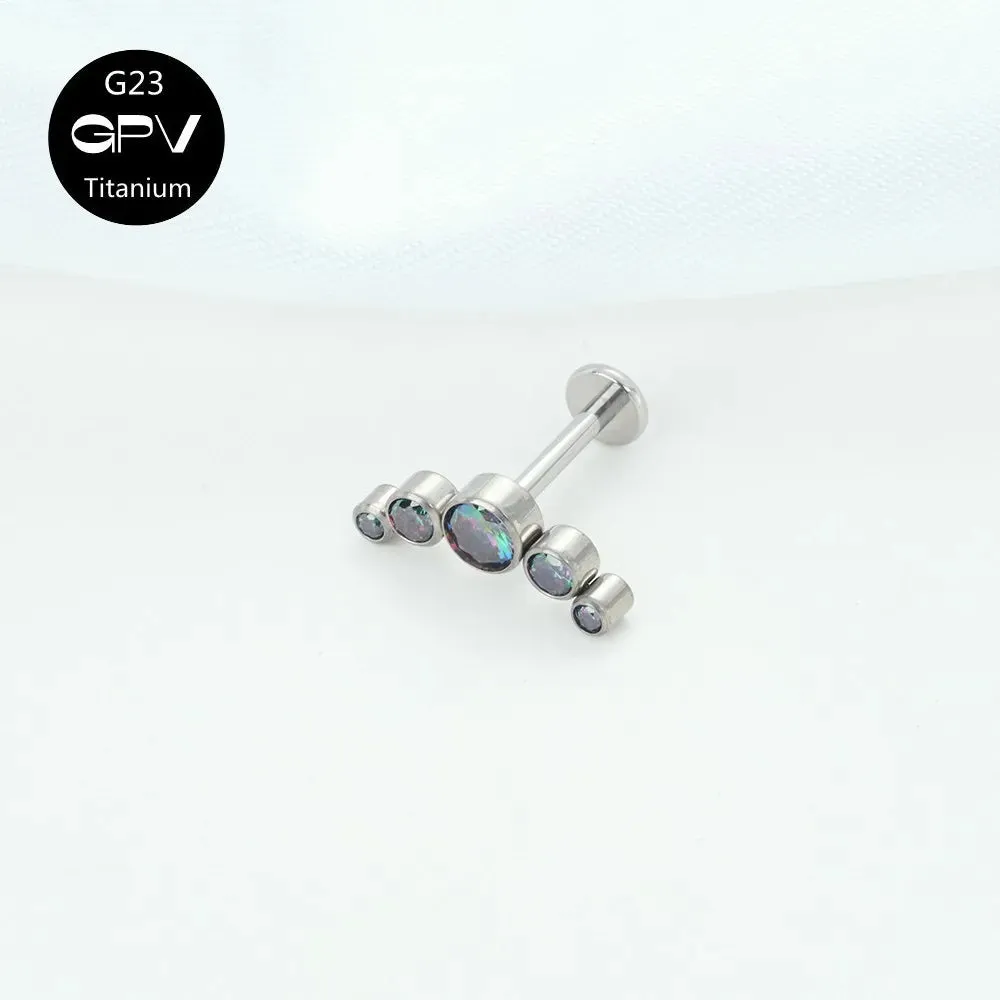 Titanium Ear Stud Zircon Opal Piercing Jewelry In 25 Colors Optional Women's Party Bar Fashion Ear Cartilage Stud