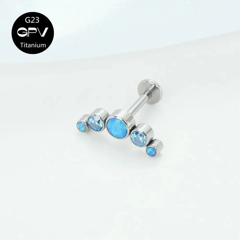 Titanium Ear Stud Zircon Opal Piercing Jewelry In 25 Colors Optional Women's Party Bar Fashion Ear Cartilage Stud