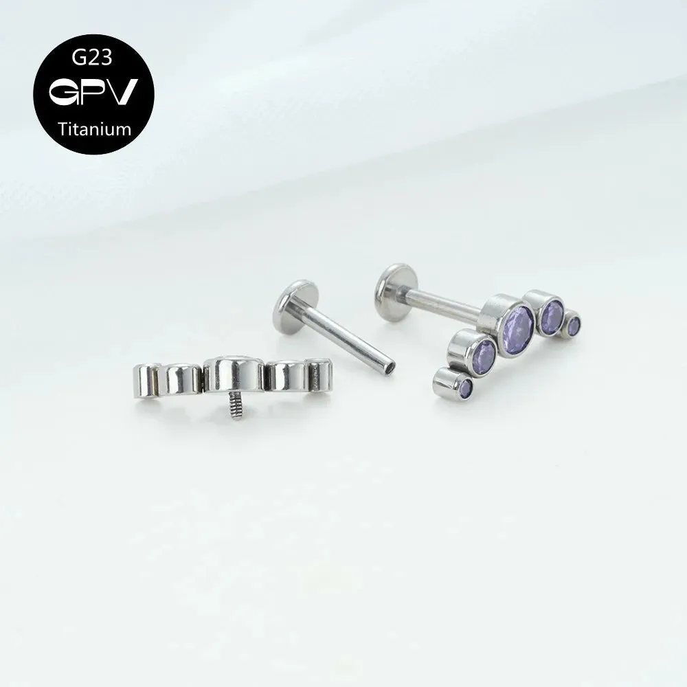 Titanium Ear Stud Zircon Opal Piercing Jewelry In 25 Colors Optional Women's Party Bar Fashion Ear Cartilage Stud