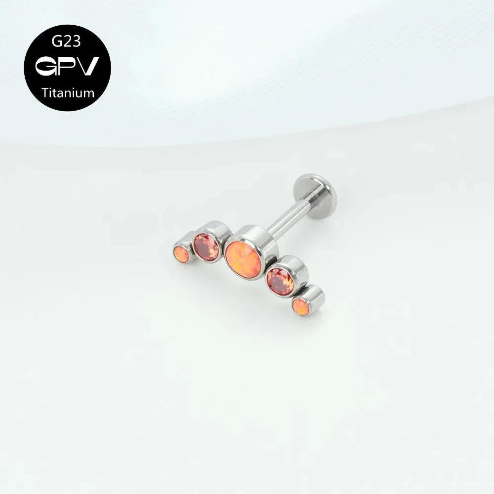 Titanium Ear Stud Zircon Opal Piercing Jewelry In 25 Colors Optional Women's Party Bar Fashion Ear Cartilage Stud