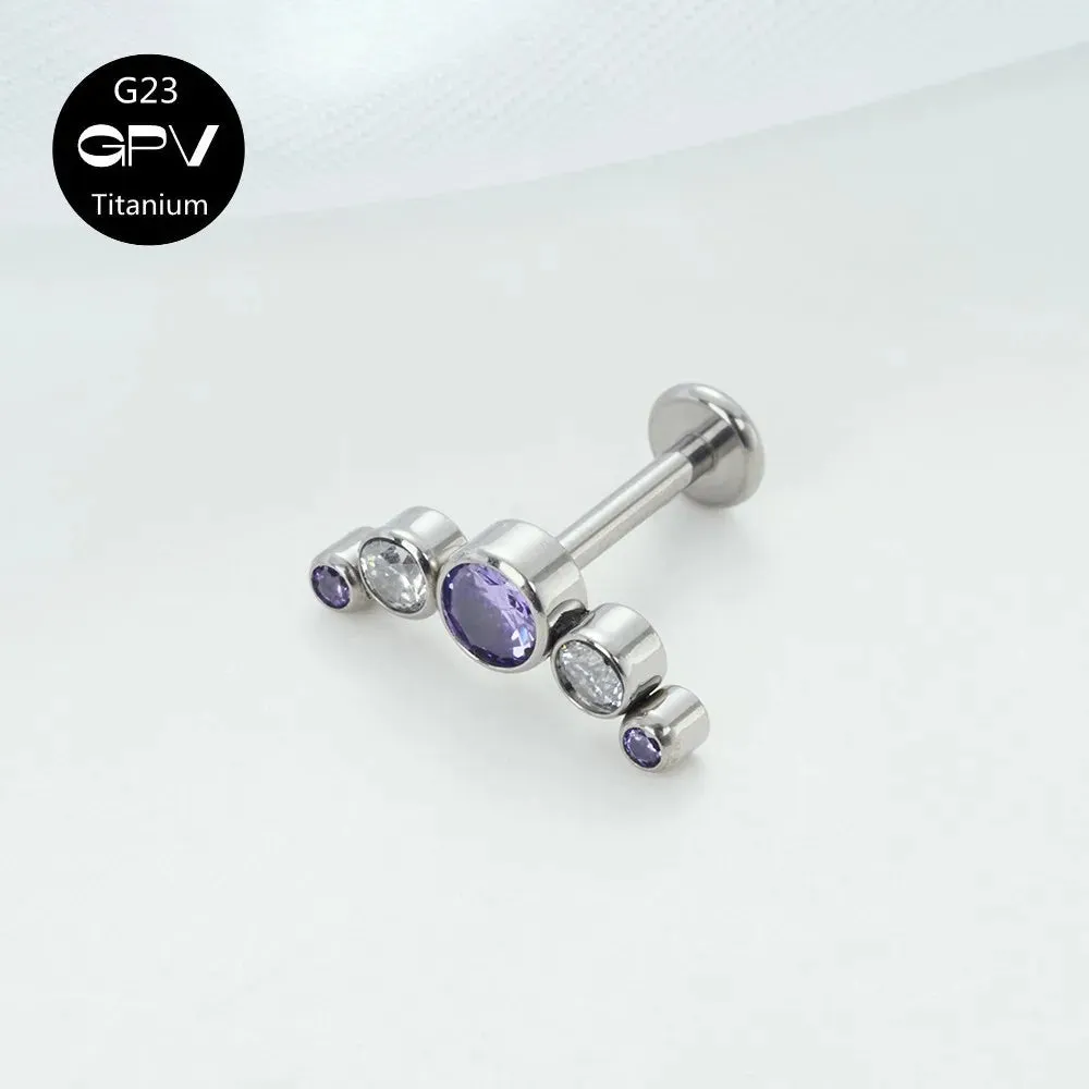 Titanium Ear Stud Zircon Opal Piercing Jewelry In 25 Colors Optional Women's Party Bar Fashion Ear Cartilage Stud