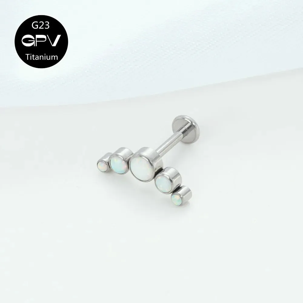 Titanium Ear Stud Zircon Opal Piercing Jewelry In 25 Colors Optional Women's Party Bar Fashion Ear Cartilage Stud