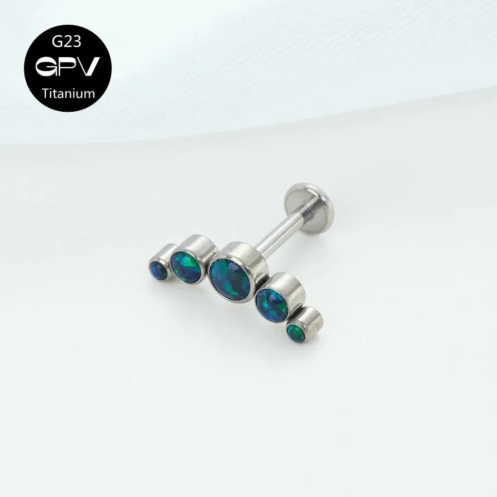 Titanium Ear Stud Zircon Opal Piercing Jewelry In 25 Colors Optional Women's Party Bar Fashion Ear Cartilage Stud