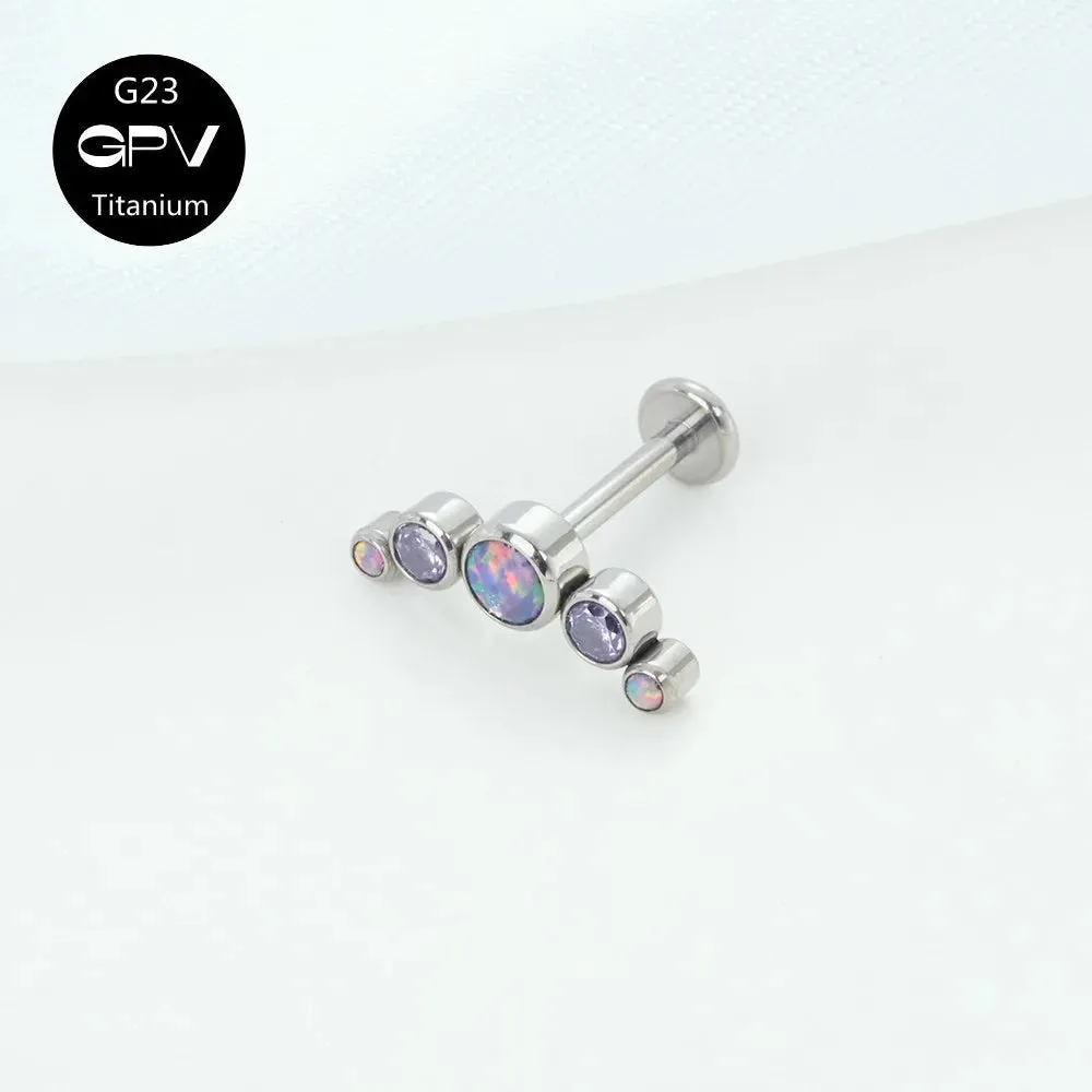 Titanium Ear Stud Zircon Opal Piercing Jewelry In 25 Colors Optional Women's Party Bar Fashion Ear Cartilage Stud