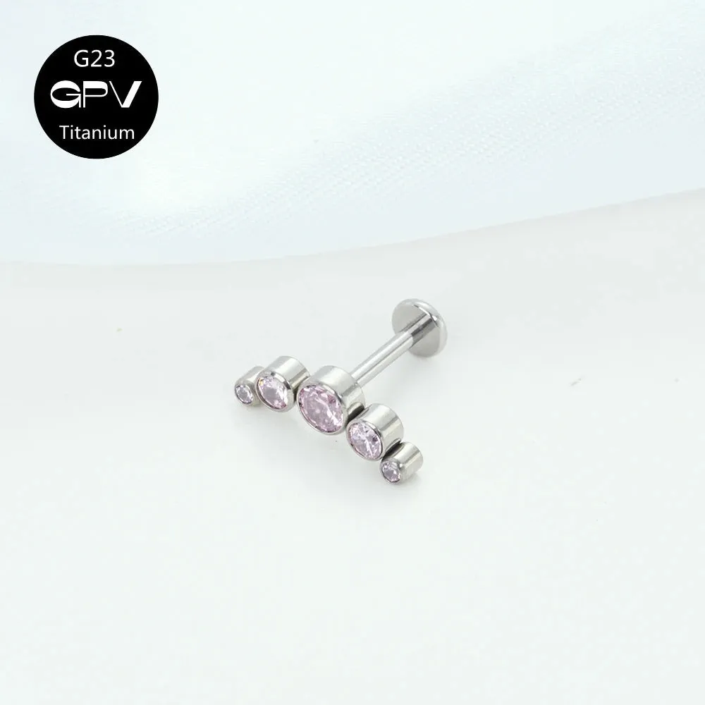 Titanium Ear Stud Zircon Opal Piercing Jewelry In 25 Colors Optional Women's Party Bar Fashion Ear Cartilage Stud