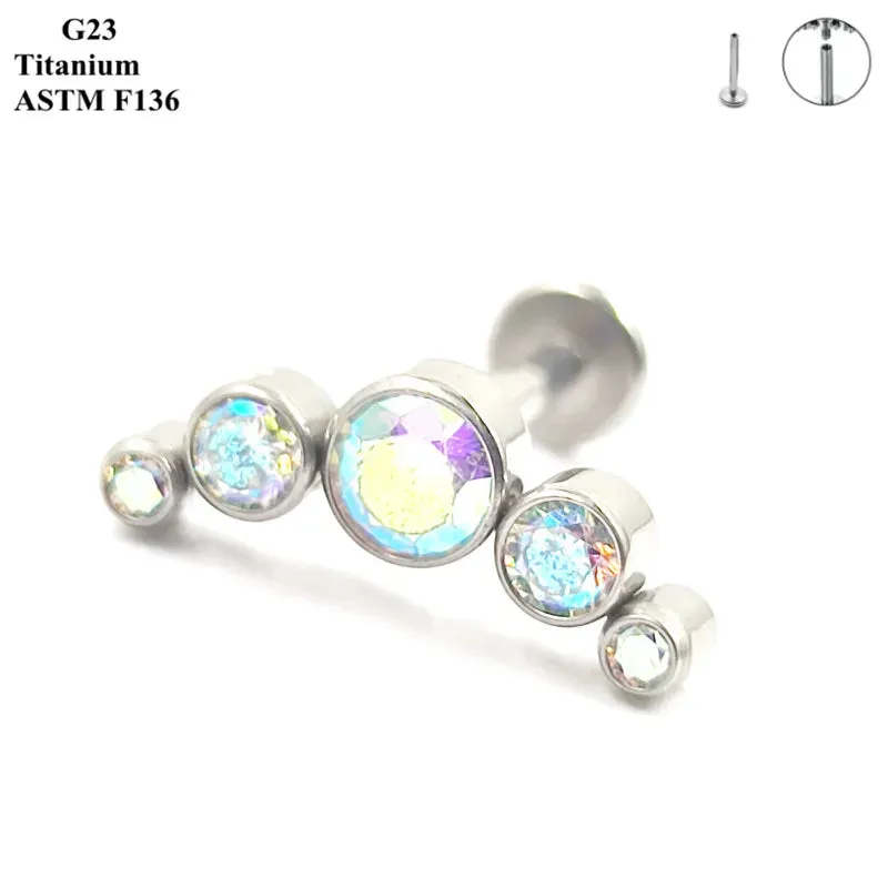 Titanium Ear Stud Zircon Opal Piercing Jewelry In 25 Colors Optional Women's Party Bar Fashion Ear Cartilage Stud