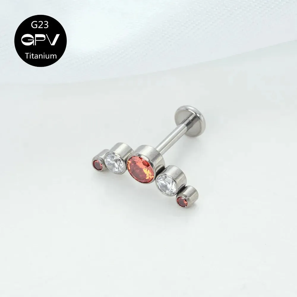 Titanium Ear Stud Zircon Opal Piercing Jewelry In 25 Colors Optional Women's Party Bar Fashion Ear Cartilage Stud