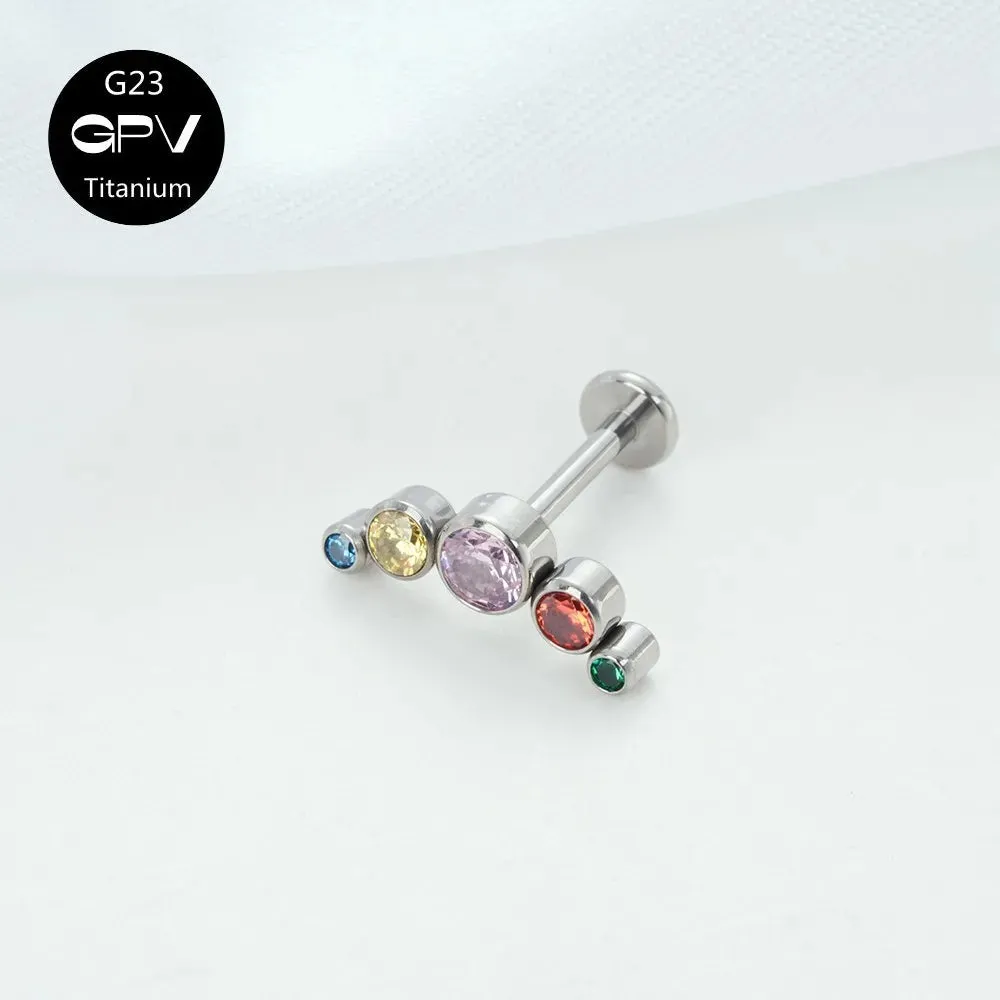 Titanium Ear Stud Zircon Opal Piercing Jewelry In 25 Colors Optional Women's Party Bar Fashion Ear Cartilage Stud