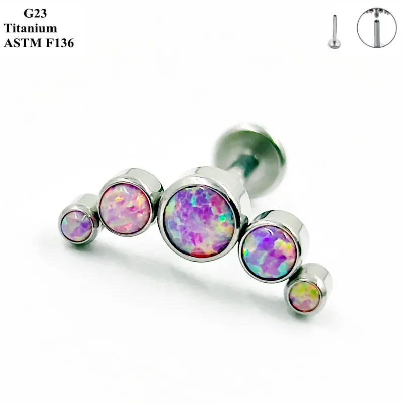 Titanium Ear Stud Zircon Opal Piercing Jewelry In 25 Colors Optional Women's Party Bar Fashion Ear Cartilage Stud
