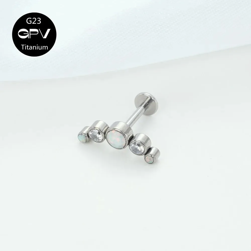 Titanium Ear Stud Zircon Opal Piercing Jewelry In 25 Colors Optional Women's Party Bar Fashion Ear Cartilage Stud
