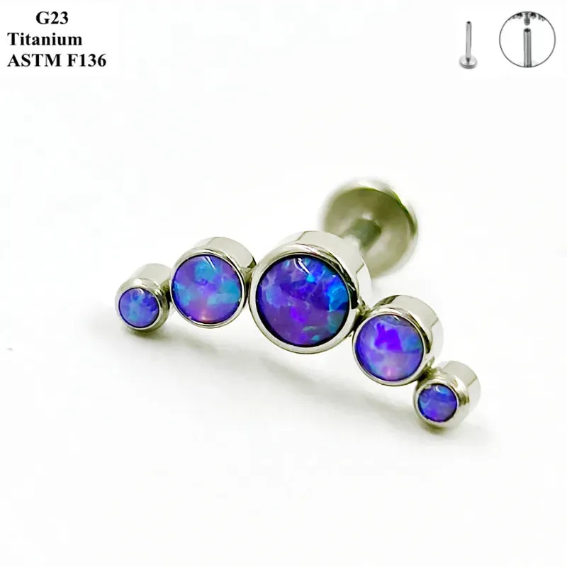 Titanium Ear Stud Zircon Opal Piercing Jewelry In 25 Colors Optional Women's Party Bar Fashion Ear Cartilage Stud