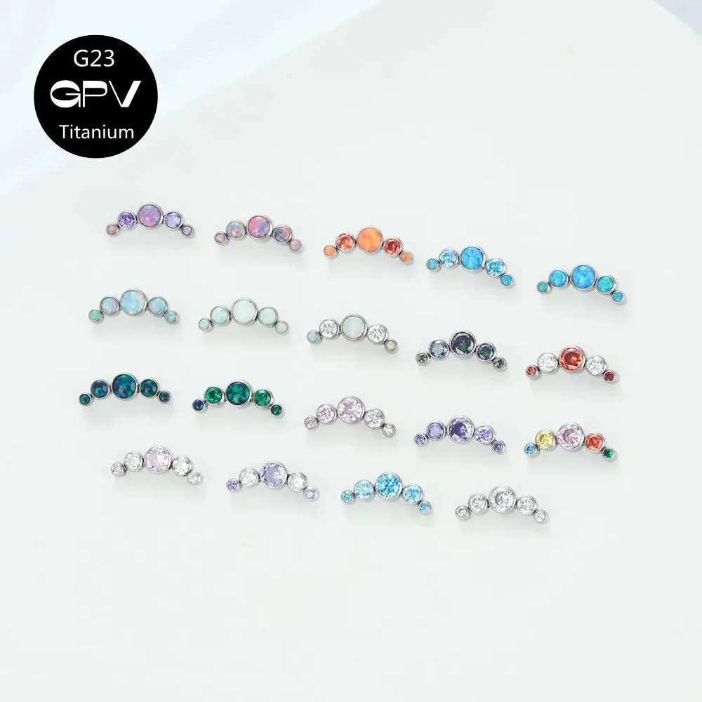 Titanium Ear Stud Zircon Opal Piercing Jewelry In 25 Colors Optional Women's Party Bar Fashion Ear Cartilage Stud