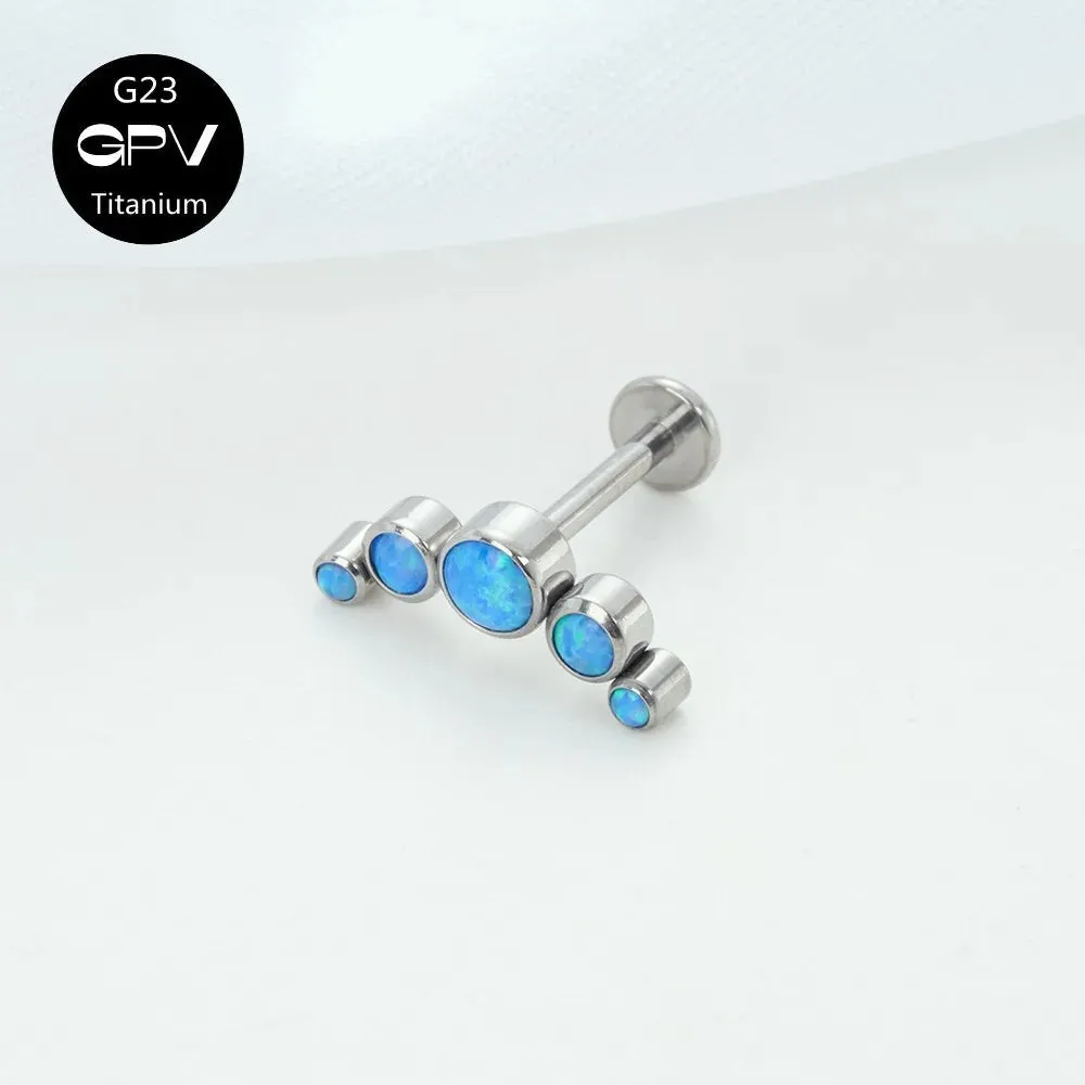 Titanium Ear Stud Zircon Opal Piercing Jewelry In 25 Colors Optional Women's Party Bar Fashion Ear Cartilage Stud