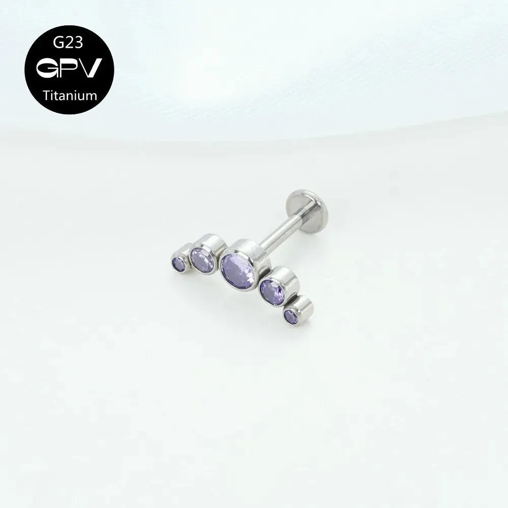 Titanium Ear Stud Zircon Opal Piercing Jewelry In 25 Colors Optional Women's Party Bar Fashion Ear Cartilage Stud