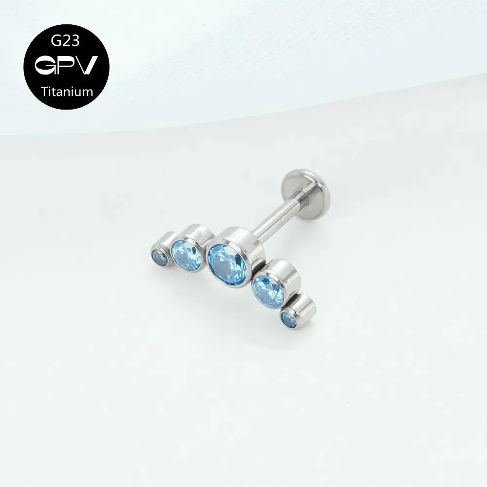 Titanium Ear Stud Zircon Opal Piercing Jewelry In 25 Colors Optional Women's Party Bar Fashion Ear Cartilage Stud