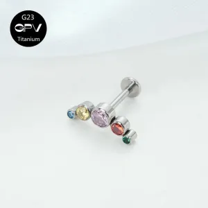 Titanium Ear Stud Zircon Opal Piercing Jewelry In 25 Colors Optional Women's Party Bar Fashion Ear Cartilage Stud