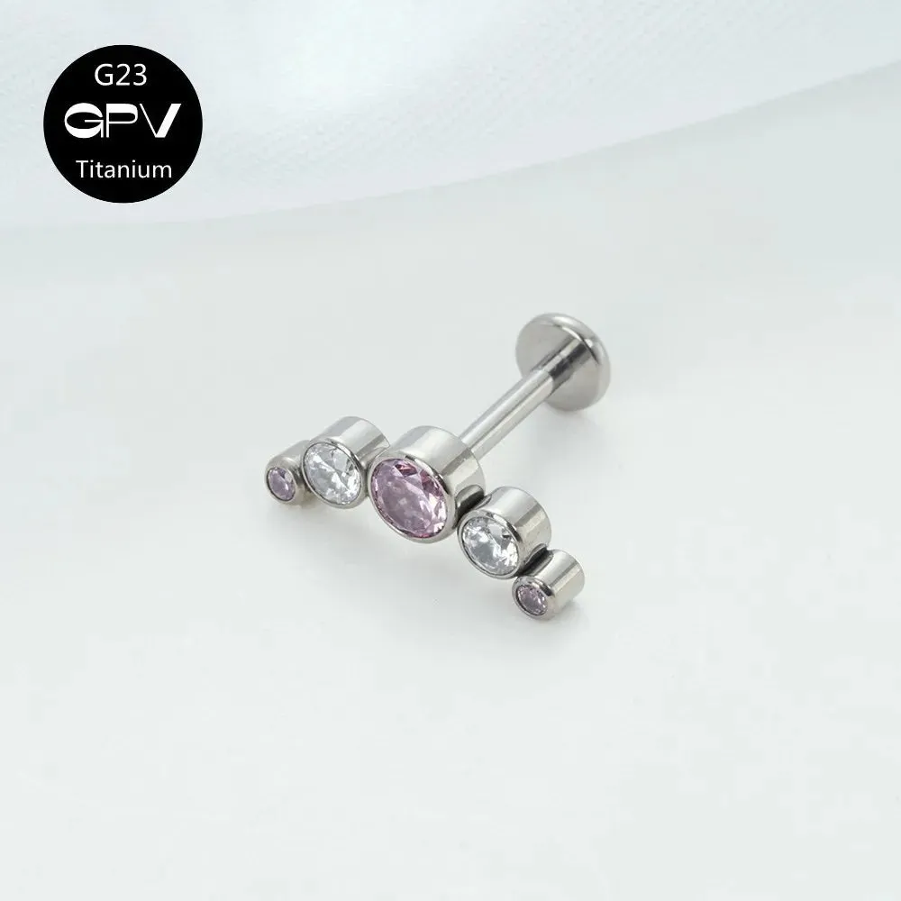 Titanium Ear Stud Zircon Opal Piercing Jewelry In 25 Colors Optional Women's Party Bar Fashion Ear Cartilage Stud