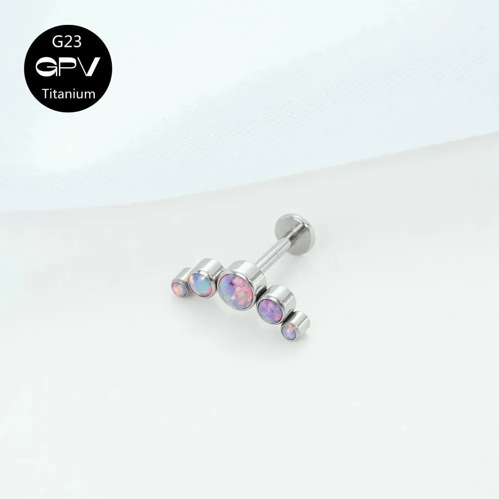 Titanium Ear Stud Zircon Opal Piercing Jewelry In 25 Colors Optional Women's Party Bar Fashion Ear Cartilage Stud