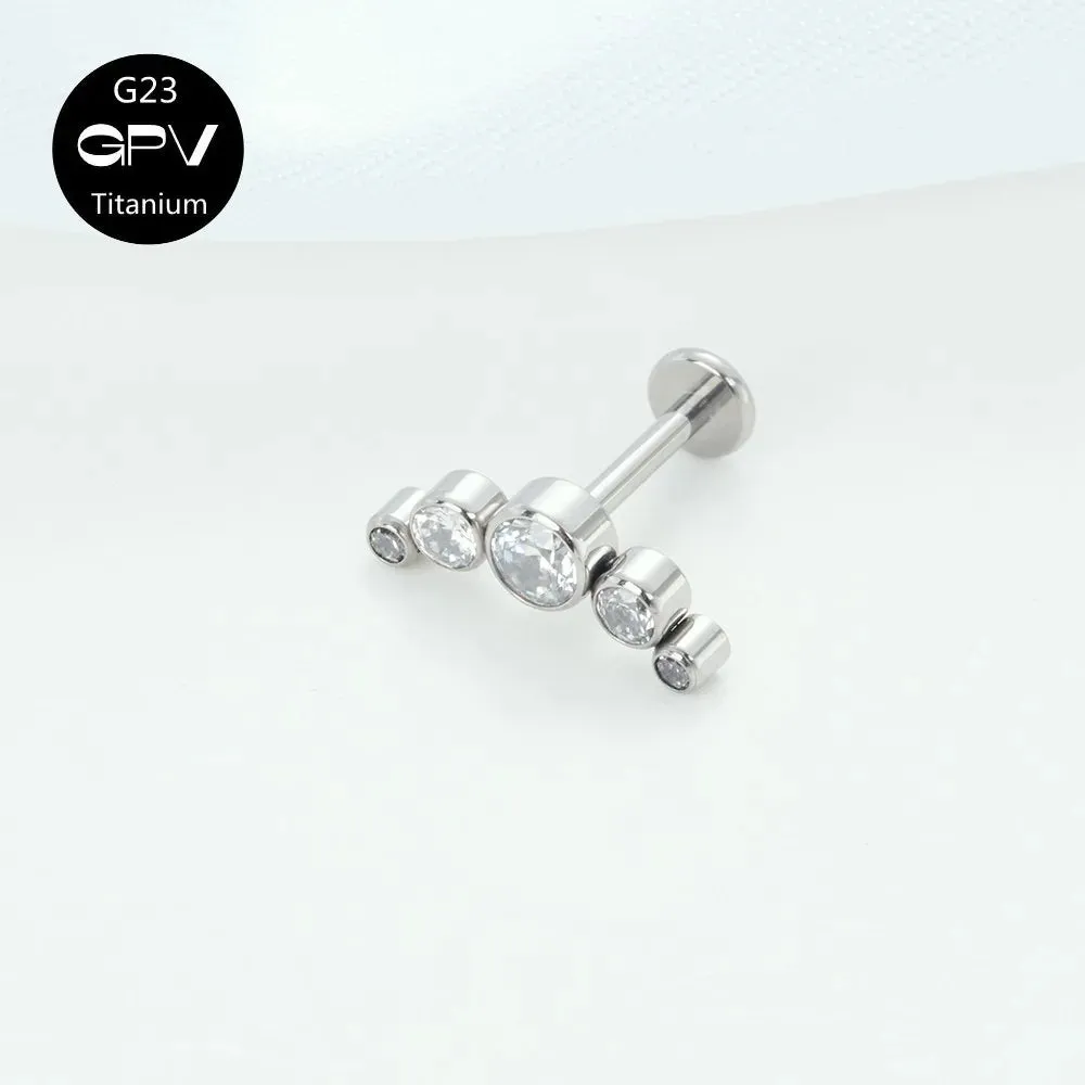 Titanium Ear Stud Zircon Opal Piercing Jewelry In 25 Colors Optional Women's Party Bar Fashion Ear Cartilage Stud