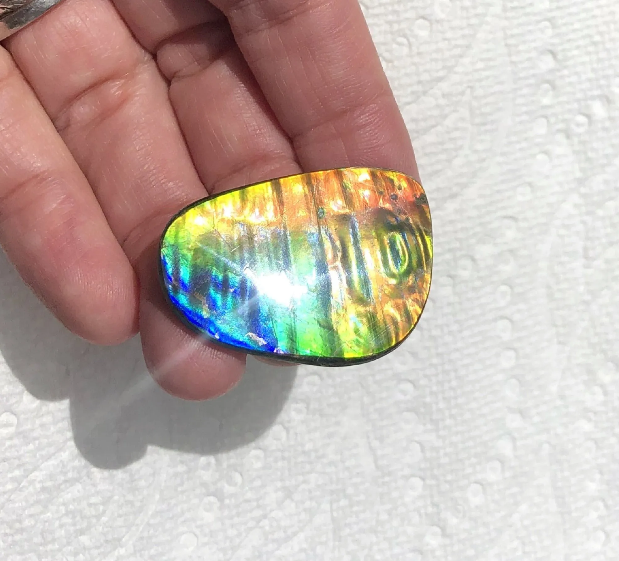TOP grade 35x24 mm Old Gold Coin Pattern! Super Rare! Pattern Natural  Free Form . FFNT 147 Ammolite  ナチュラル　ルース　アンモライト