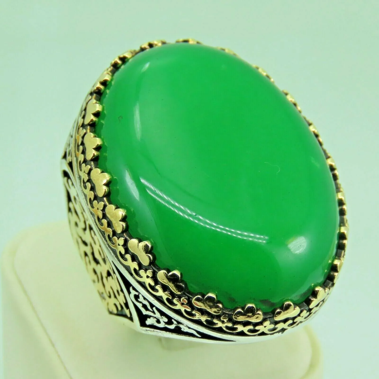 Turkish Handmade Jewelry 925 Sterling Silver Agate Stone Mens Rings