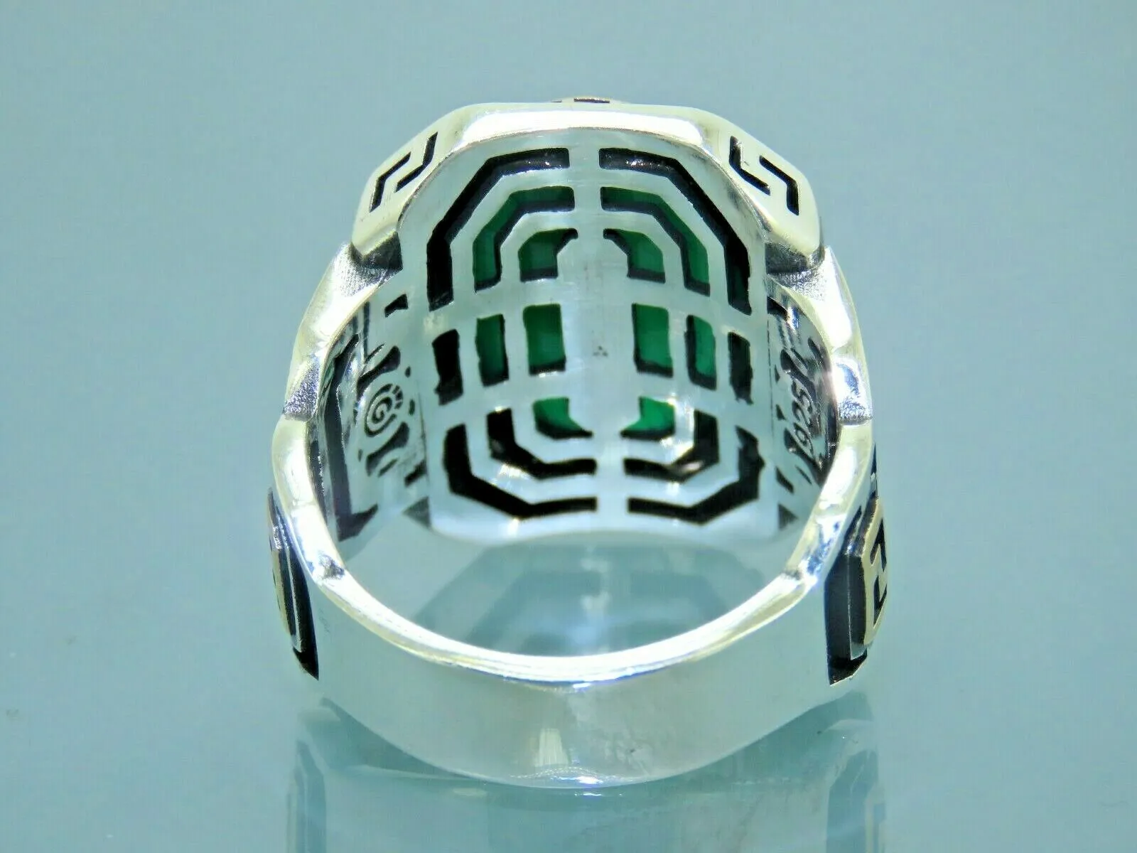 Turkish Handmade Jewelry 925 Sterling Silver Agate Stone Mens Rings