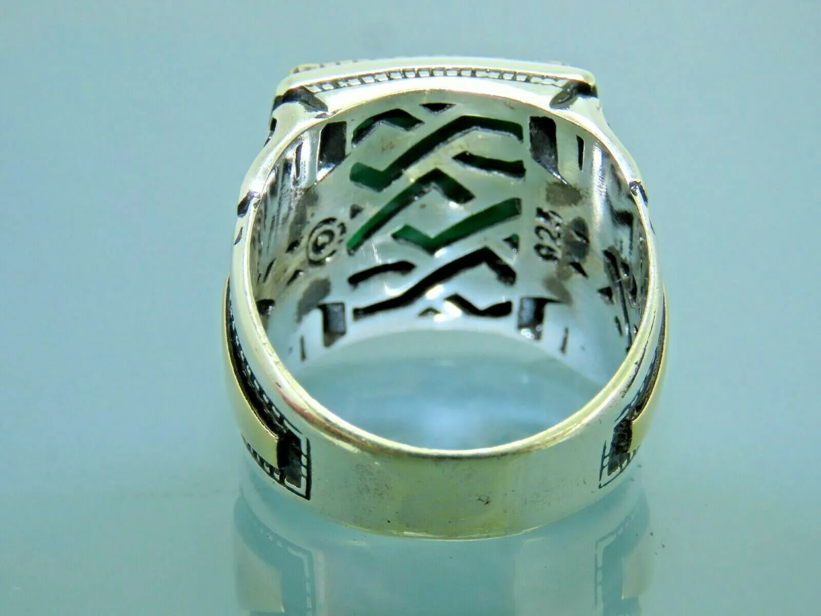 Turkish Handmade Jewelry 925 Sterling Silver Agate Stone Mens Rings
