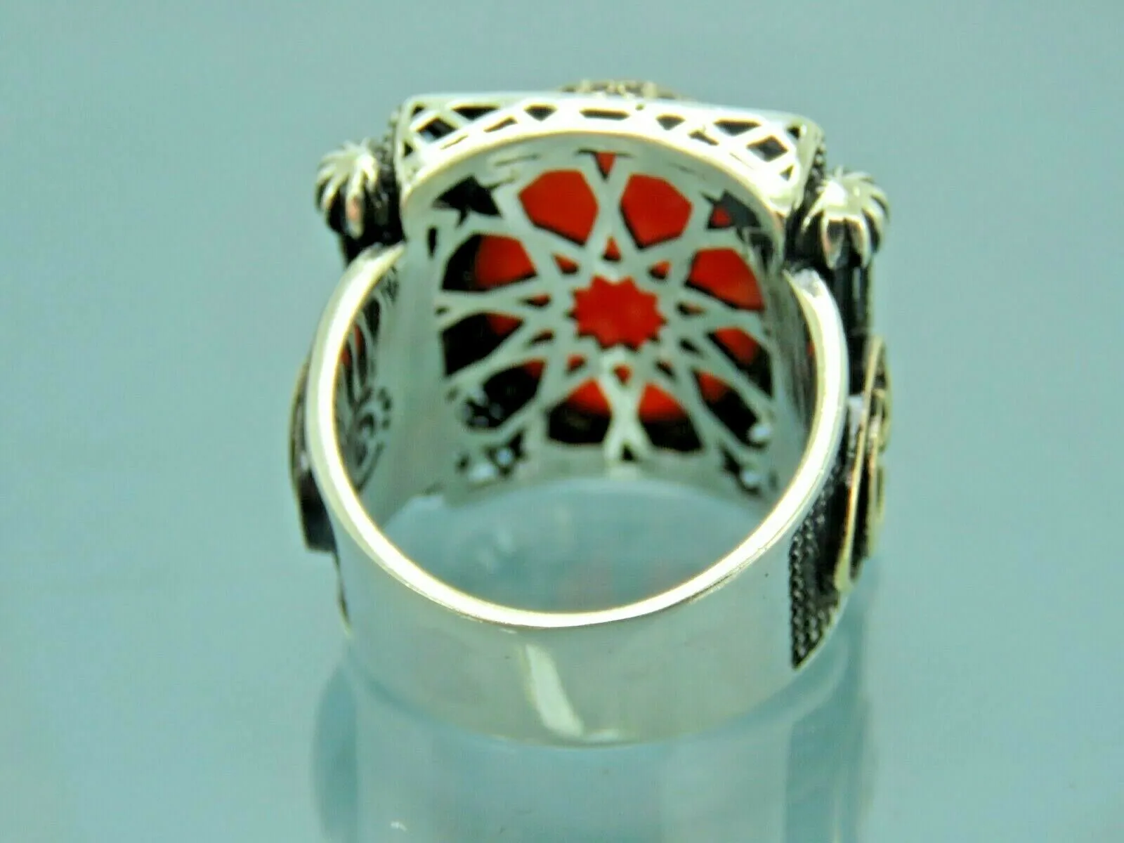Turkish Handmade Jewelry 925 Sterling Silver Agate Stone Mens Rings