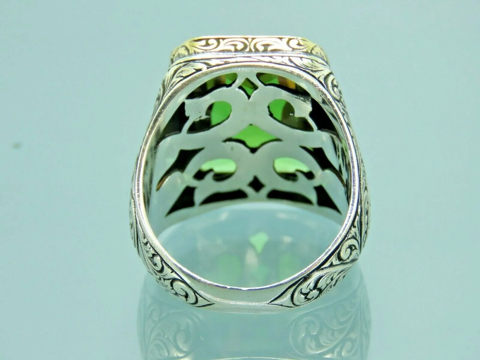 Turkish Handmade Jewelry 925 Sterling Silver Alexandrite Stone Engraved Mens Rings