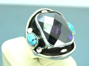 Turkish Handmade Jewelry 925 Sterling Silver Amethyst Stone Men's Rings