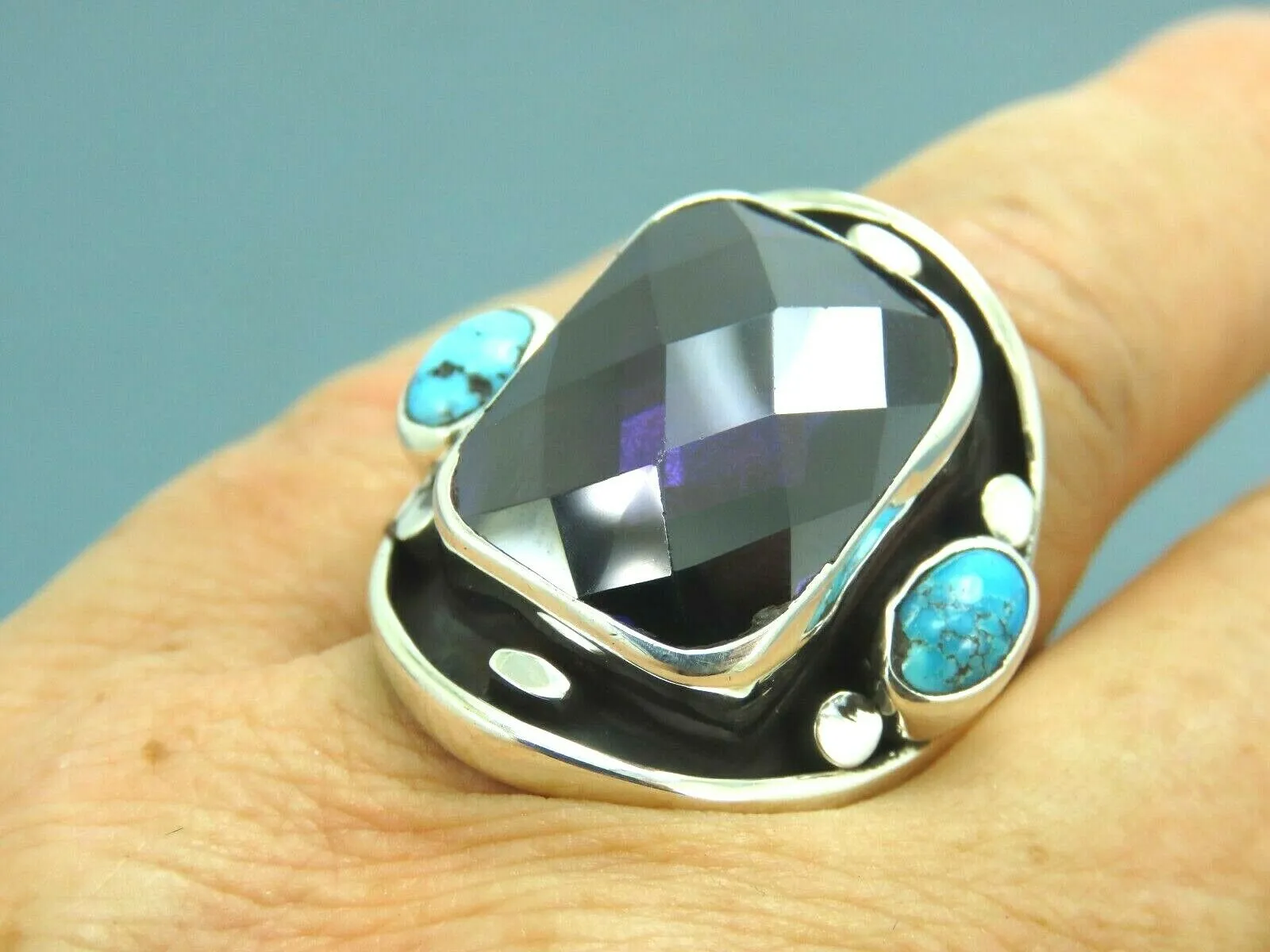 Turkish Handmade Jewelry 925 Sterling Silver Amethyst Stone Men's Rings