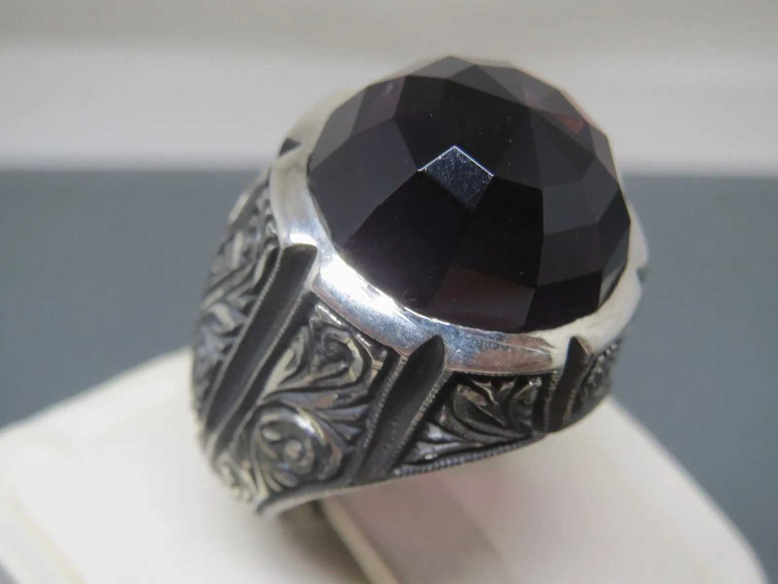 Turkish Handmade Jewelry 925 Sterling Silver Amethyst Stone Men's Rings
