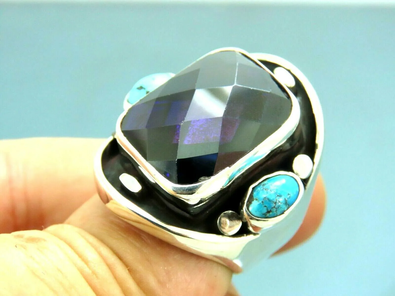 Turkish Handmade Jewelry 925 Sterling Silver Amethyst Stone Men's Rings