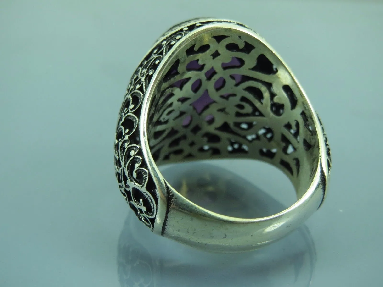 Turkish Handmade Jewelry 925 Sterling Silver Amethyst Stone Men's Rings