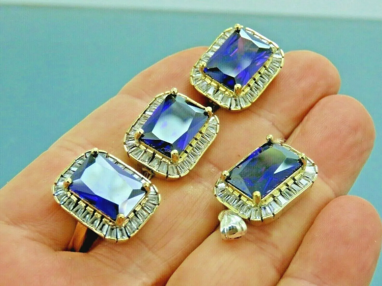 Turkish Handmade Jewelry 925 Sterling Silver Amethyst Stone Women's Earrings, Pendant & Ring Jewelry Set