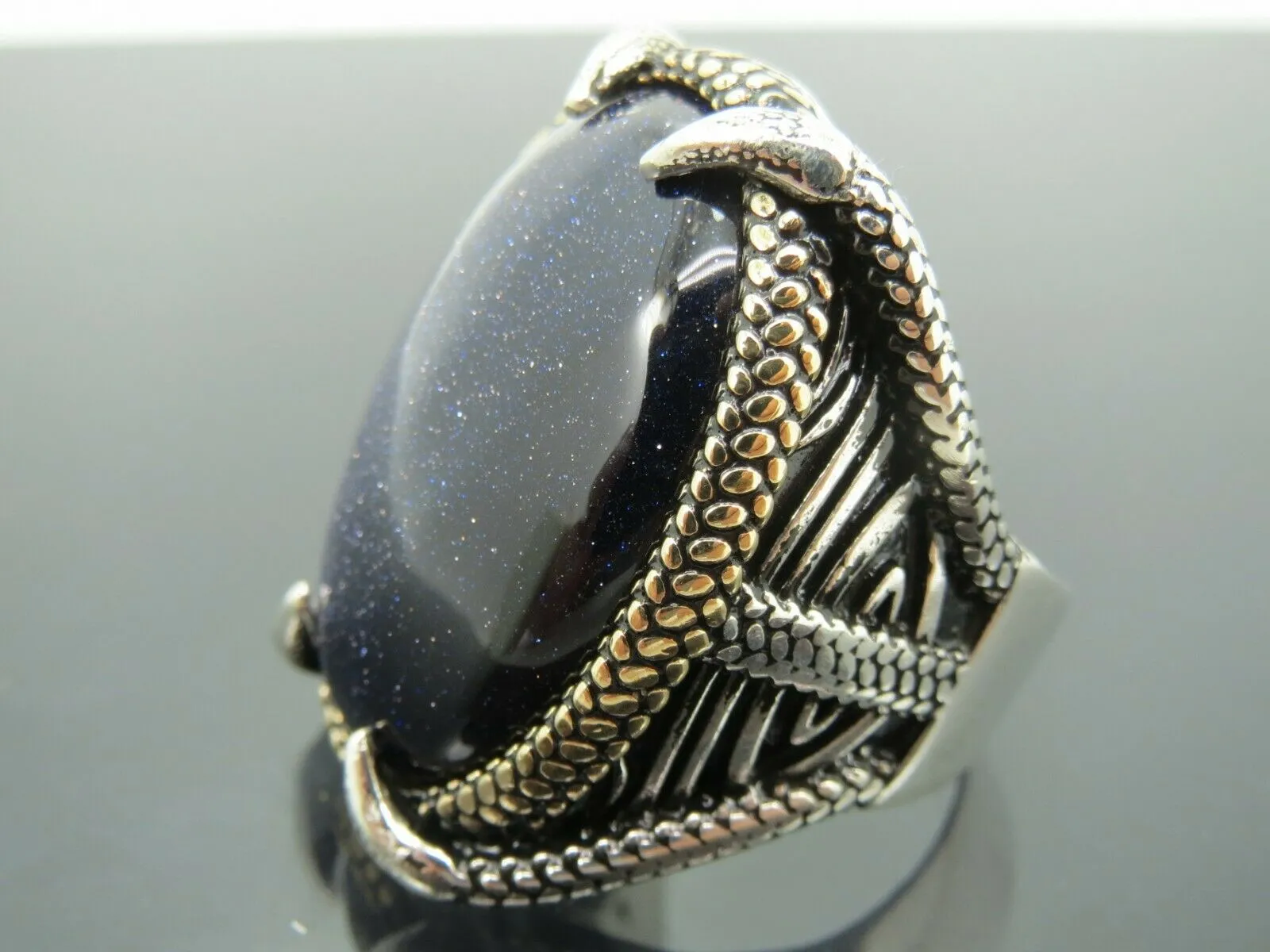 Turkish Handmade Jewelry 925 Sterling Silver Aventurine Stone Mens Rings