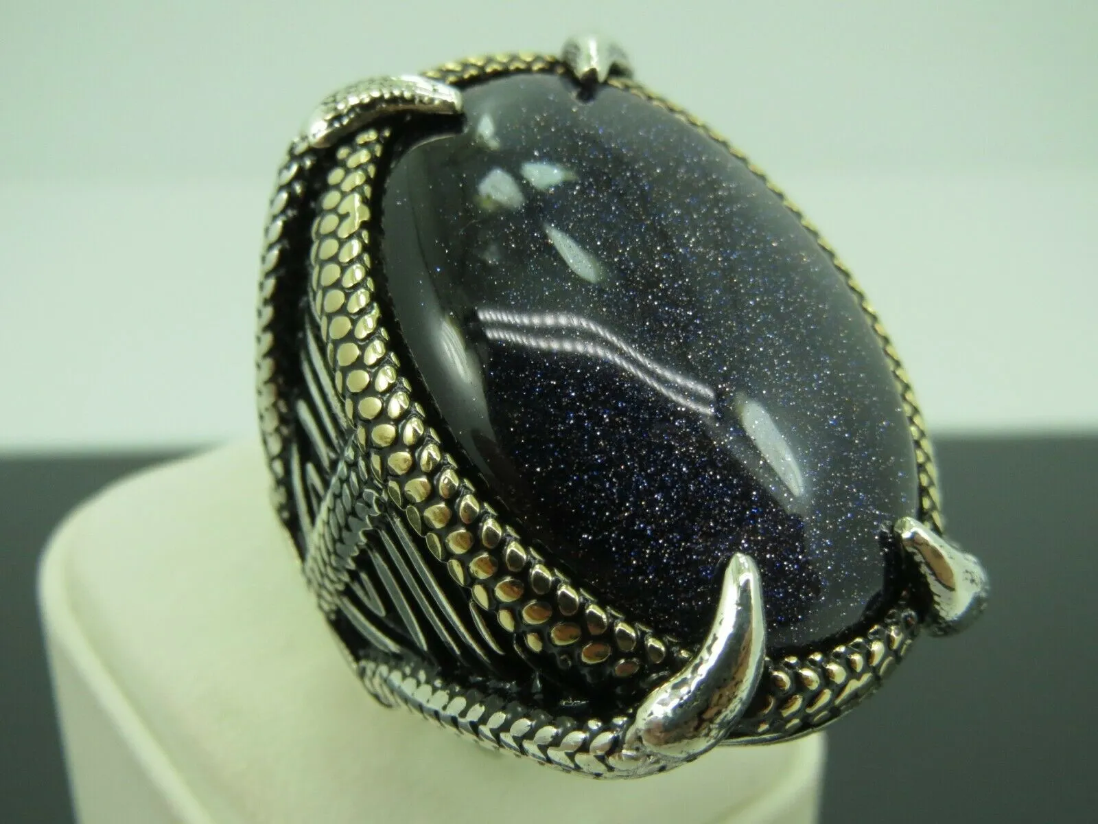 Turkish Handmade Jewelry 925 Sterling Silver Aventurine Stone Mens Rings
