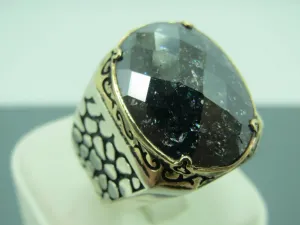 Turkish Handmade Jewelry 925 Sterling Silver Black Zircon Stone Mens Rings