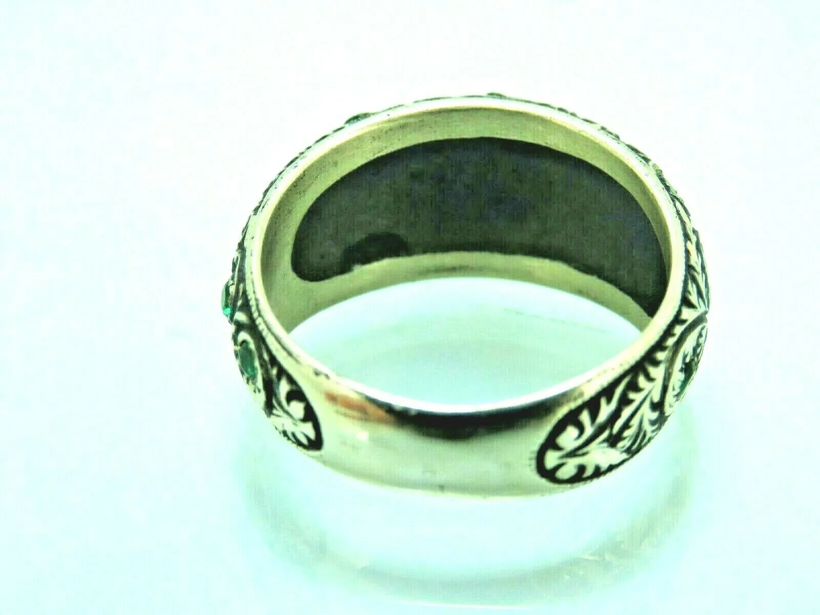 Turkish Handmade Jewelry 925 Sterling Silver Emerald Stone Mens Rings