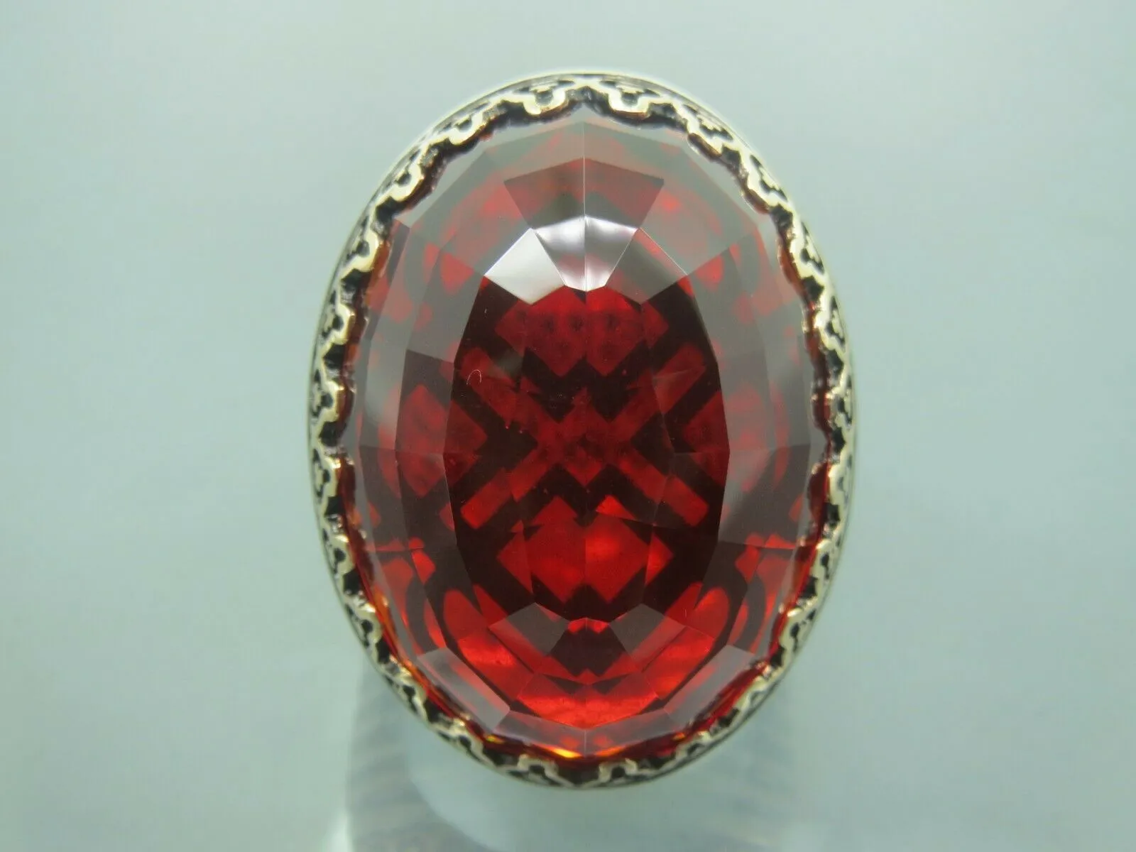 Turkish Handmade Jewelry 925 Sterling Silver Garnet Stone Mens Rings
